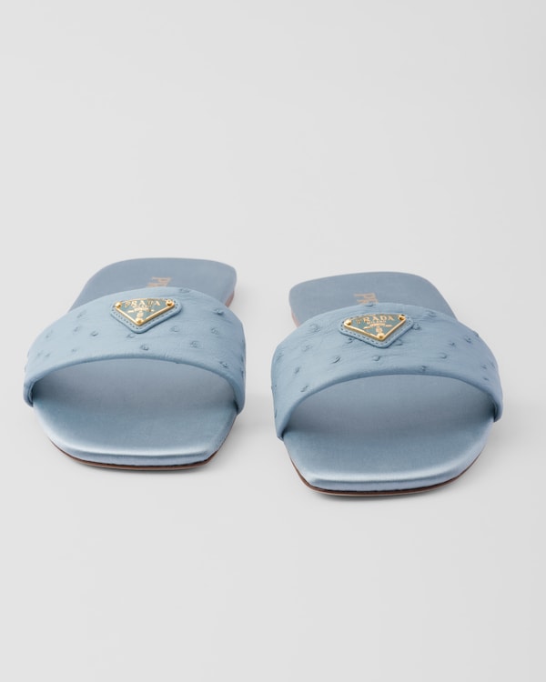 Ostrich leather slides - Light Blue Ostrich leather slides - Light Blue