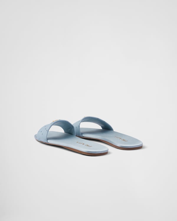 Ostrich leather slides - Light Blue Ostrich leather slides - Light Blue