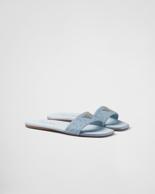 Ostrich leather slides - Light Blue Ostrich leather slides - Light Blue