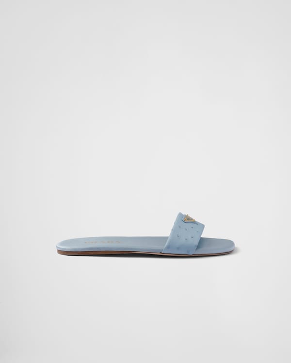 Ostrich leather slides - Light Blue Ostrich leather slides - Light Blue
