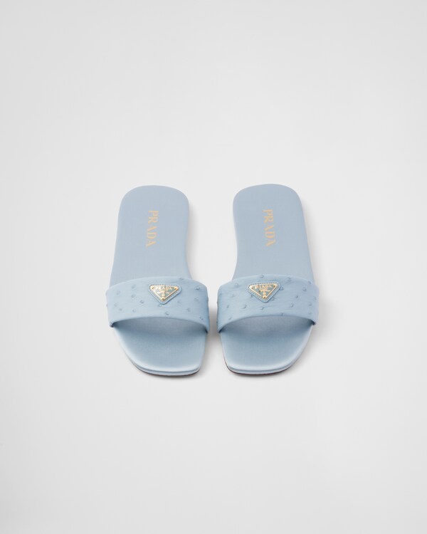 Ostrich leather slides - Light Blue Ostrich leather slides - Light Blue