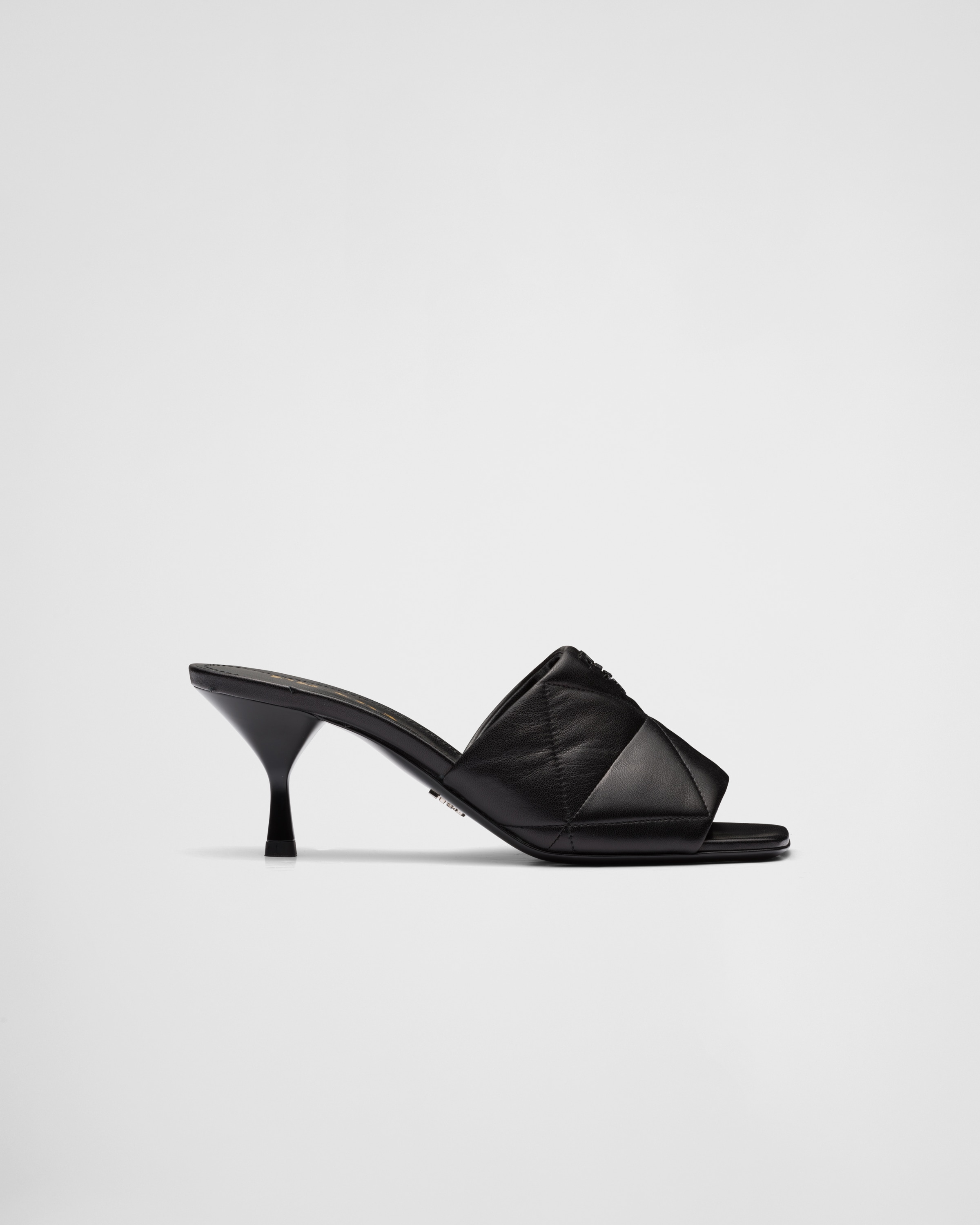 Black Quilted nappa leather heeled sandals | Prada