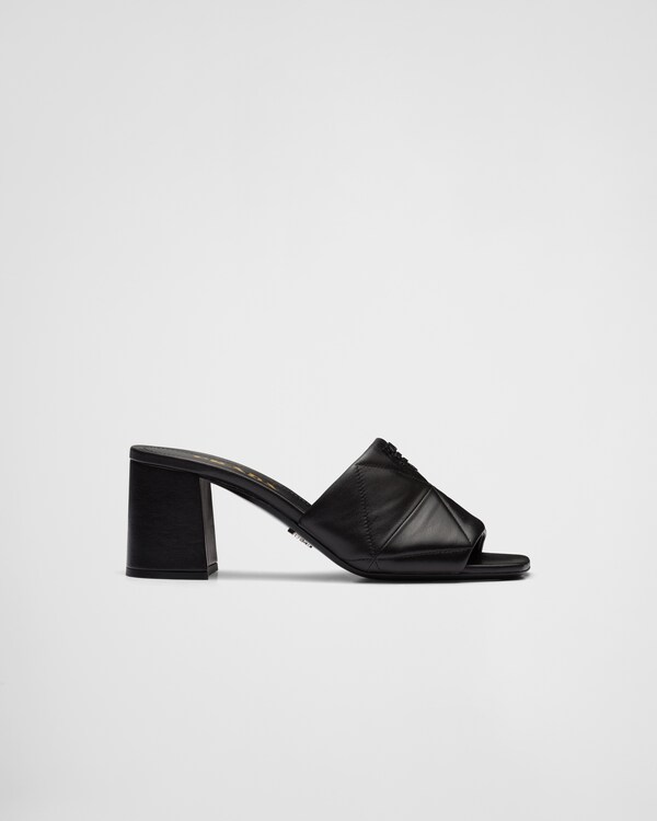 PRA QUILTED NAPPA HEELED SANDALS SKY LAMBSKIN