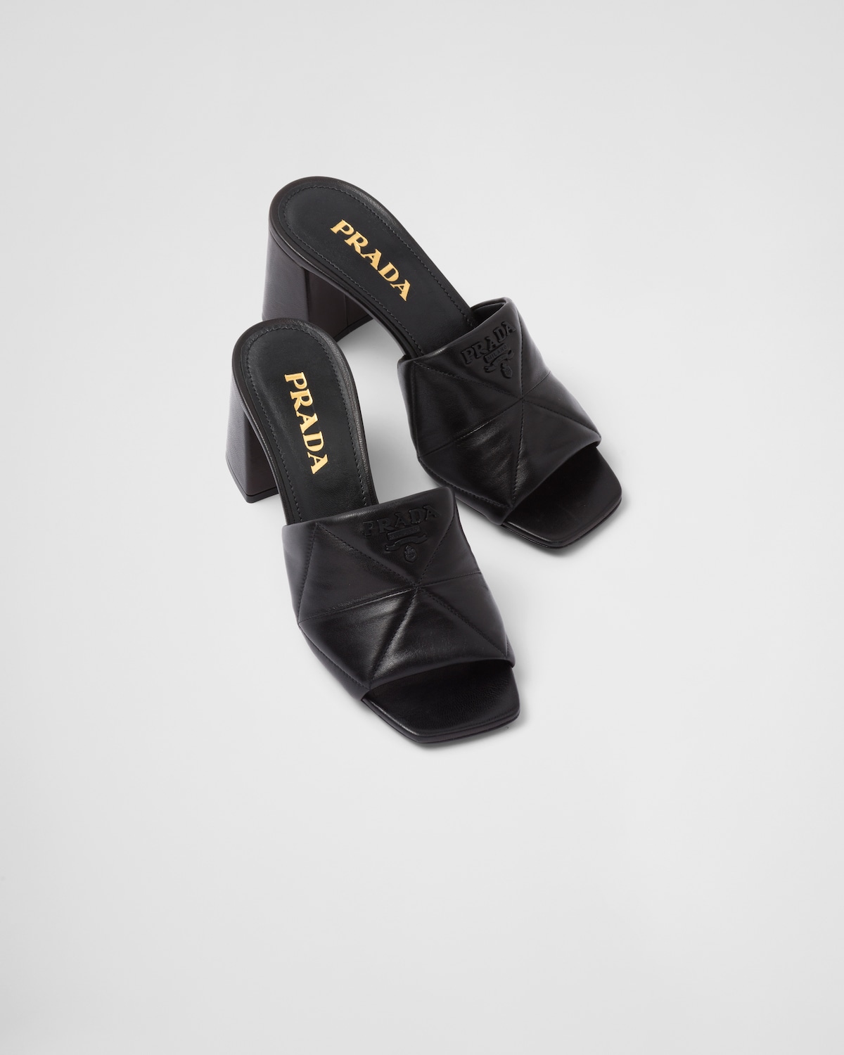 Pra Heeled Sandal 65 Square Sole Quilted Black Leather
