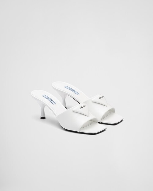 Prada Brushed leather heeled slides 1