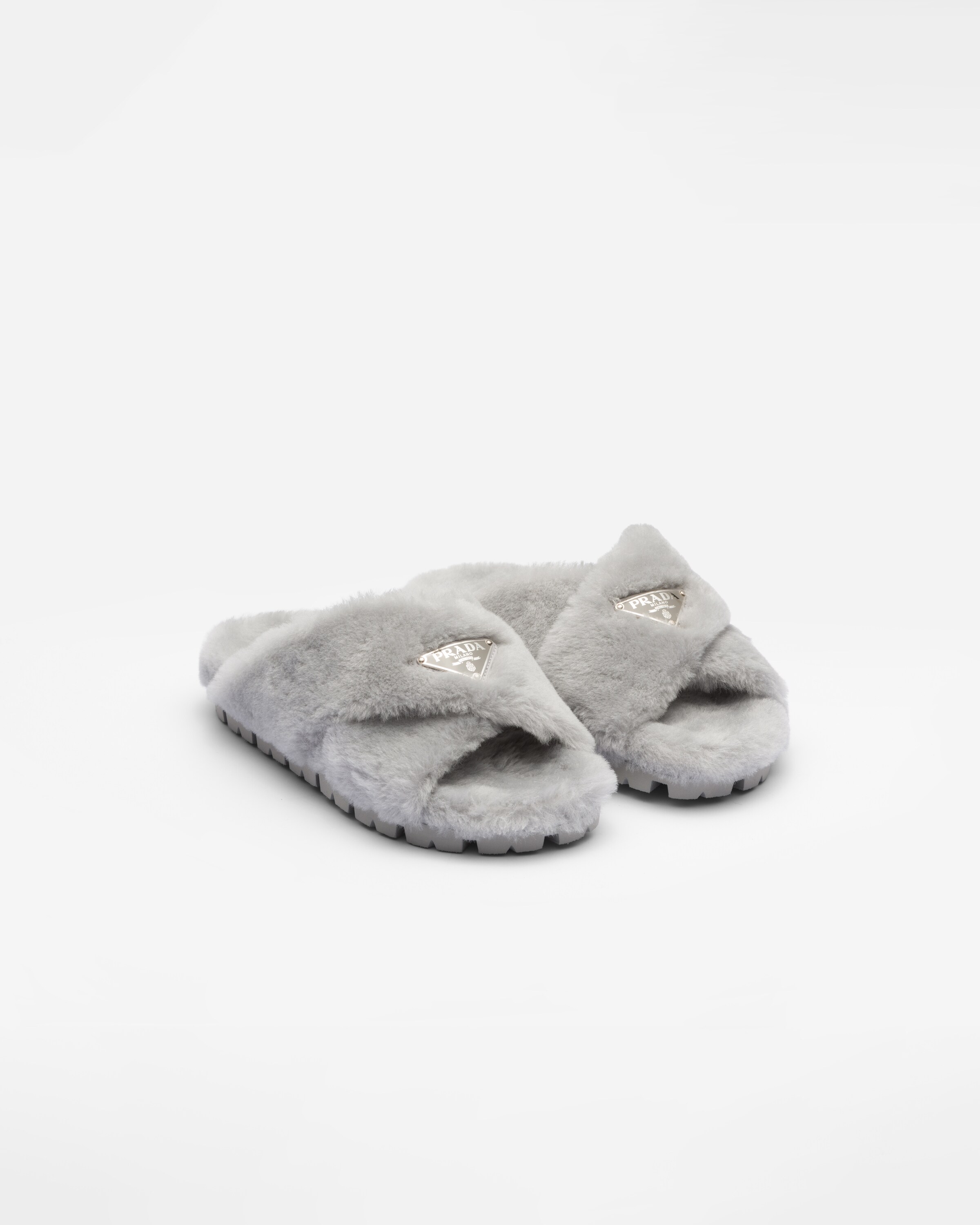 Cornflower Shearling Sandals PRADA