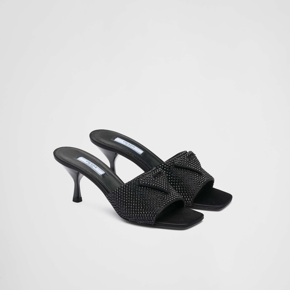 Prada Satin heeled sandals with crystals 1