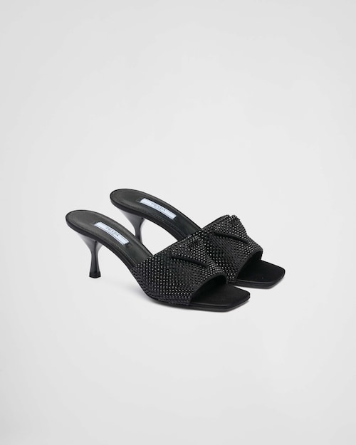 Prada Satin heeled sandals with crystals 1