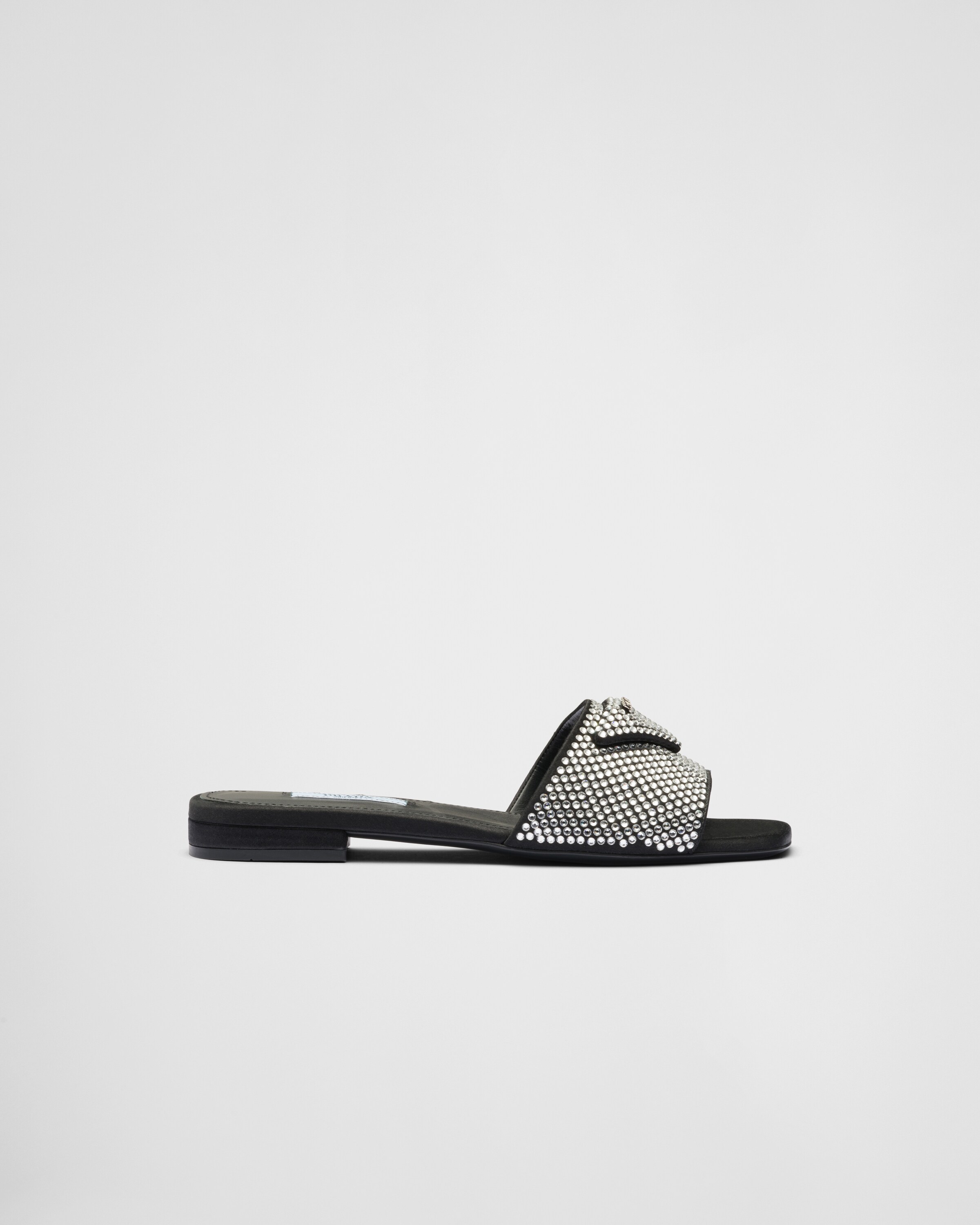 Crystal Satin slides with crystals | Prada