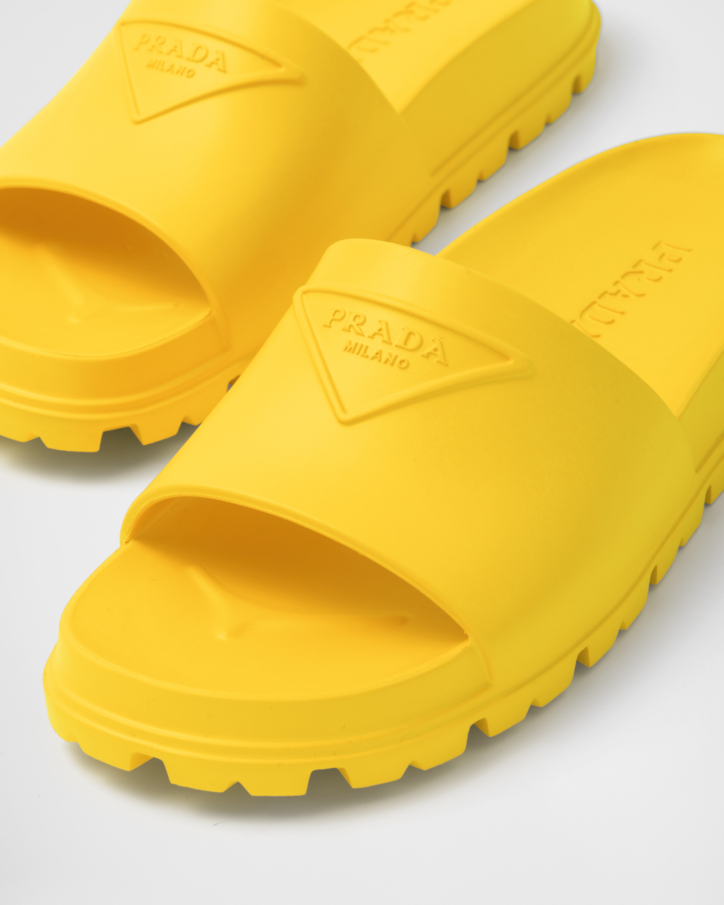 Sunny Yellow Rubber slides | Prada