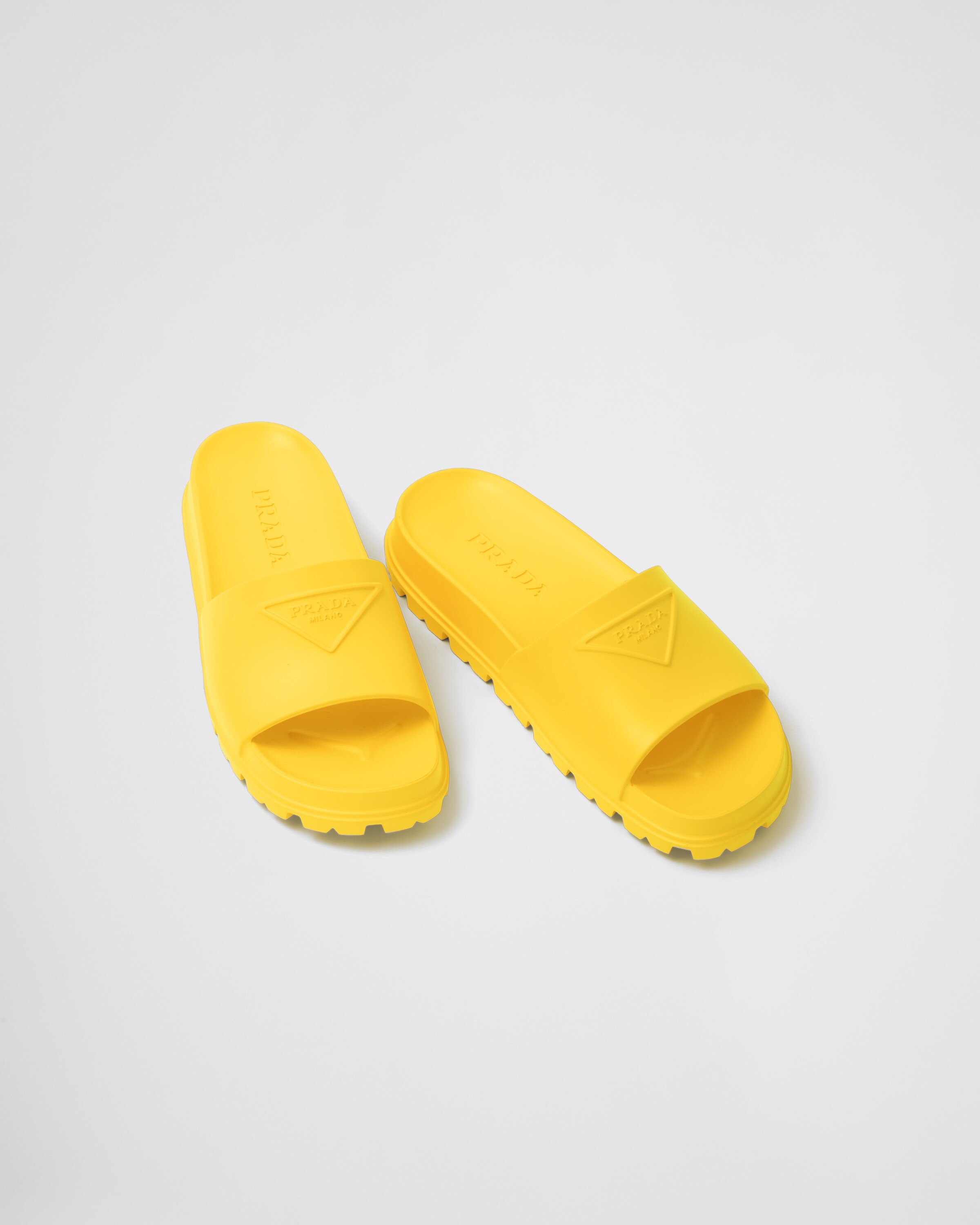 Sunny Yellow Rubber slides | Prada