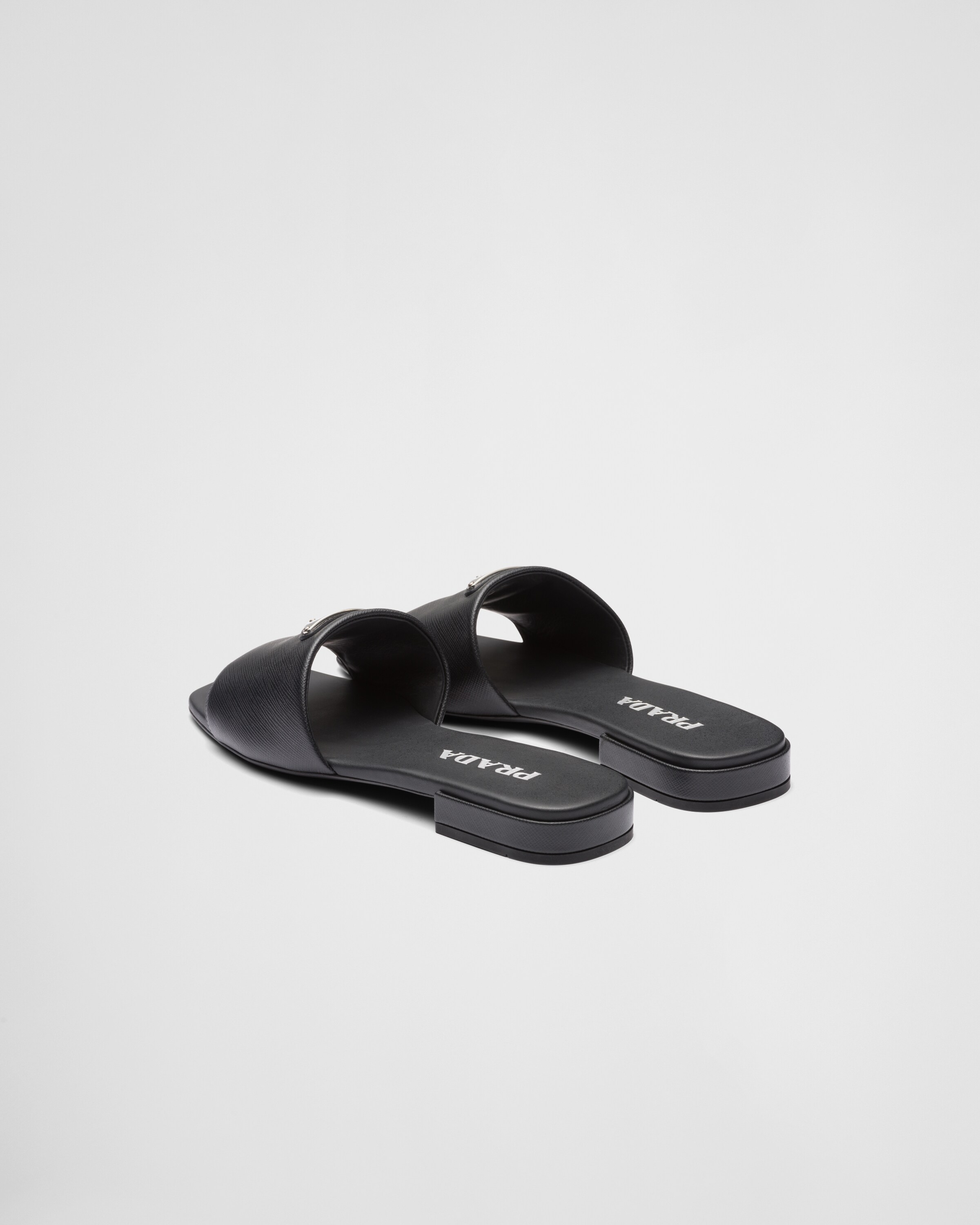 Saffiano leather slides