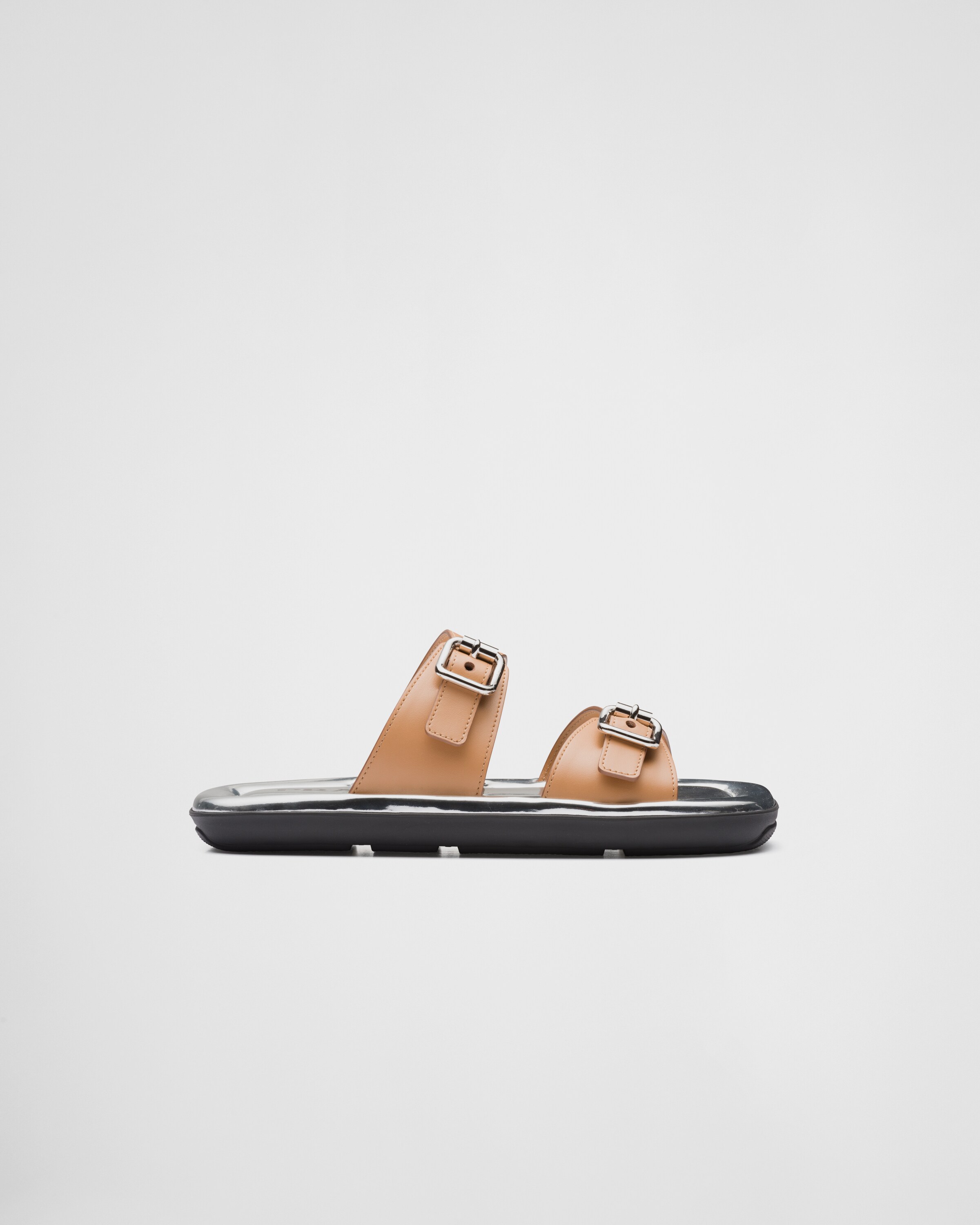 Prada Brown Calf Leather Bos Taurus Flat Sandals main image 0
