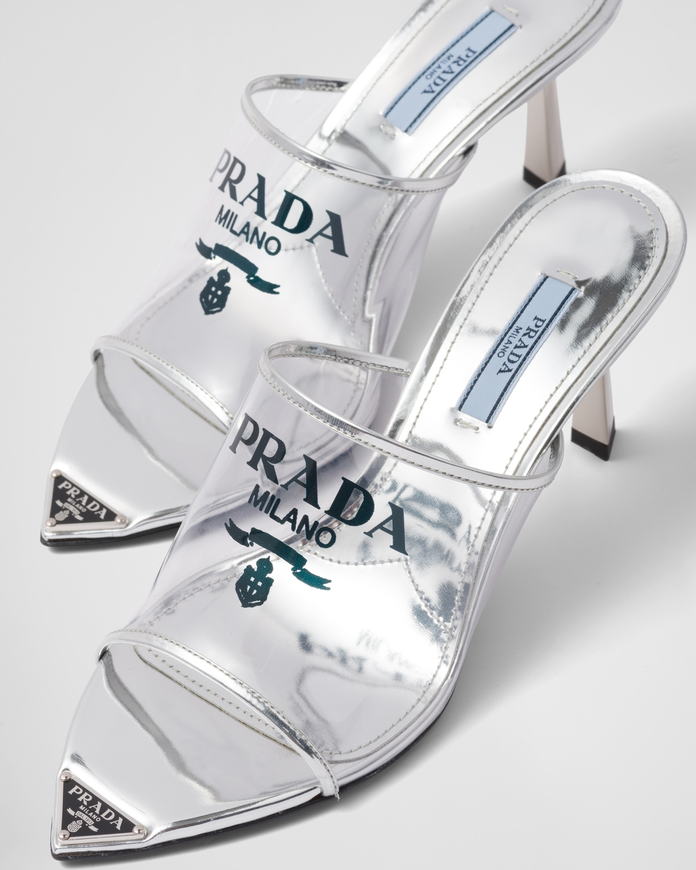 Prada store heels silver