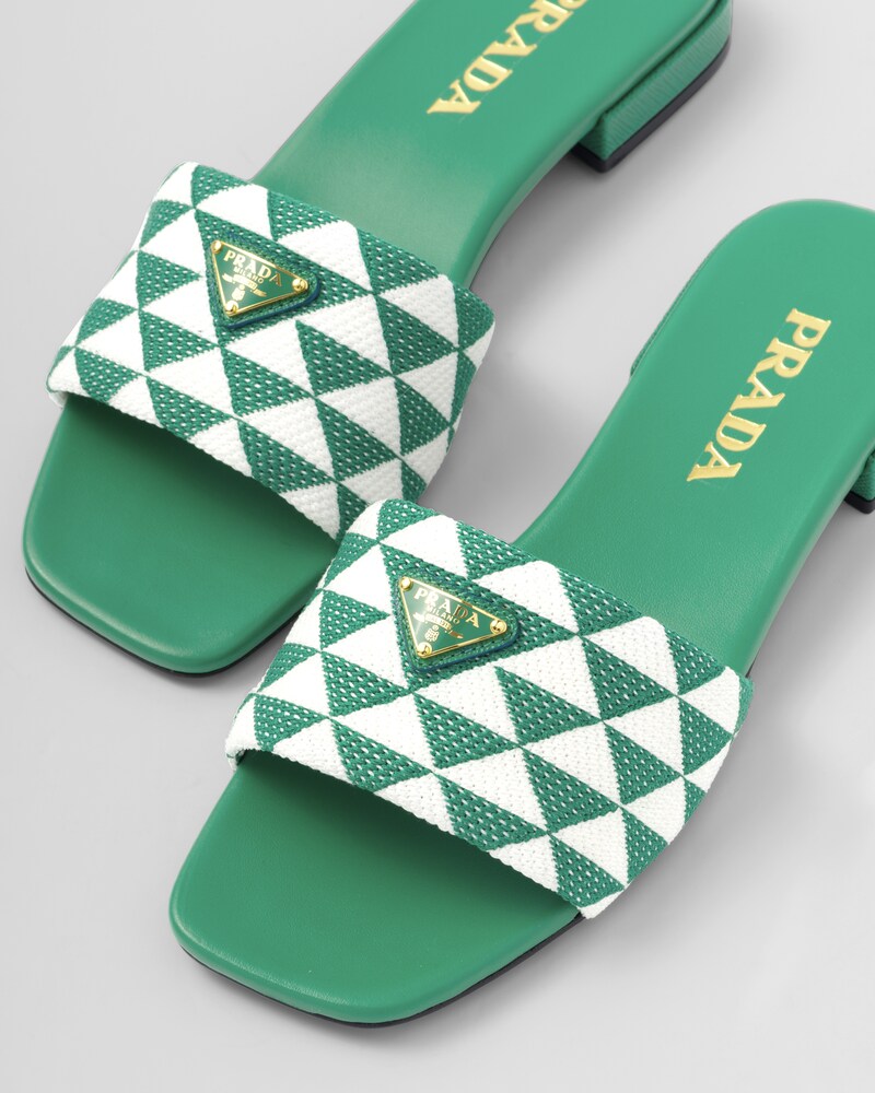 Mango/white Embroidered Fabric Slides PRADA