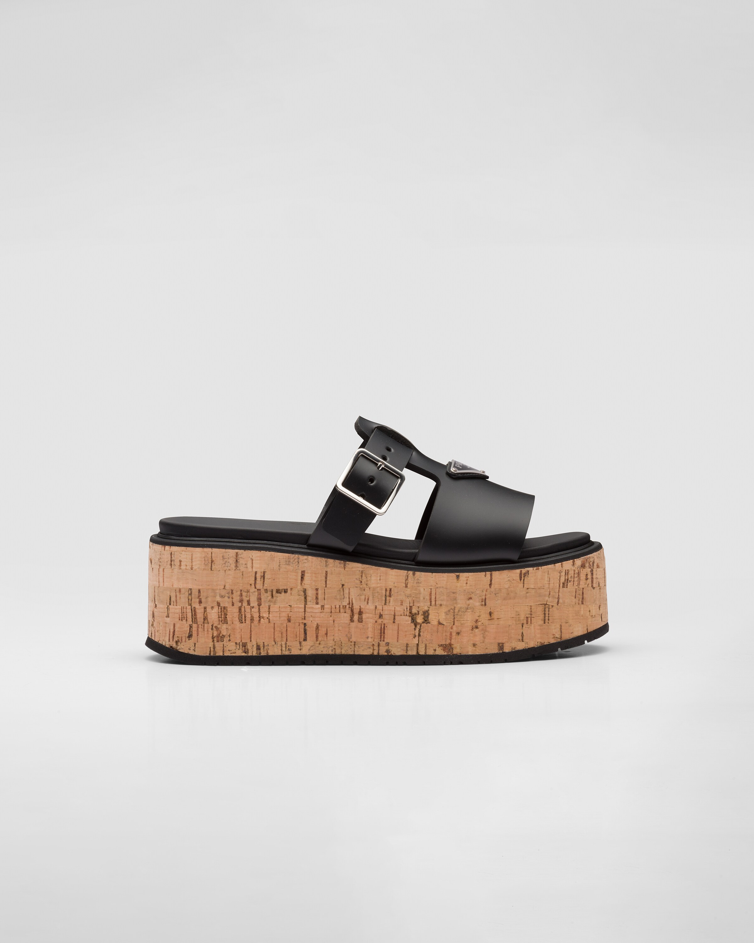 black rubber platform sandals