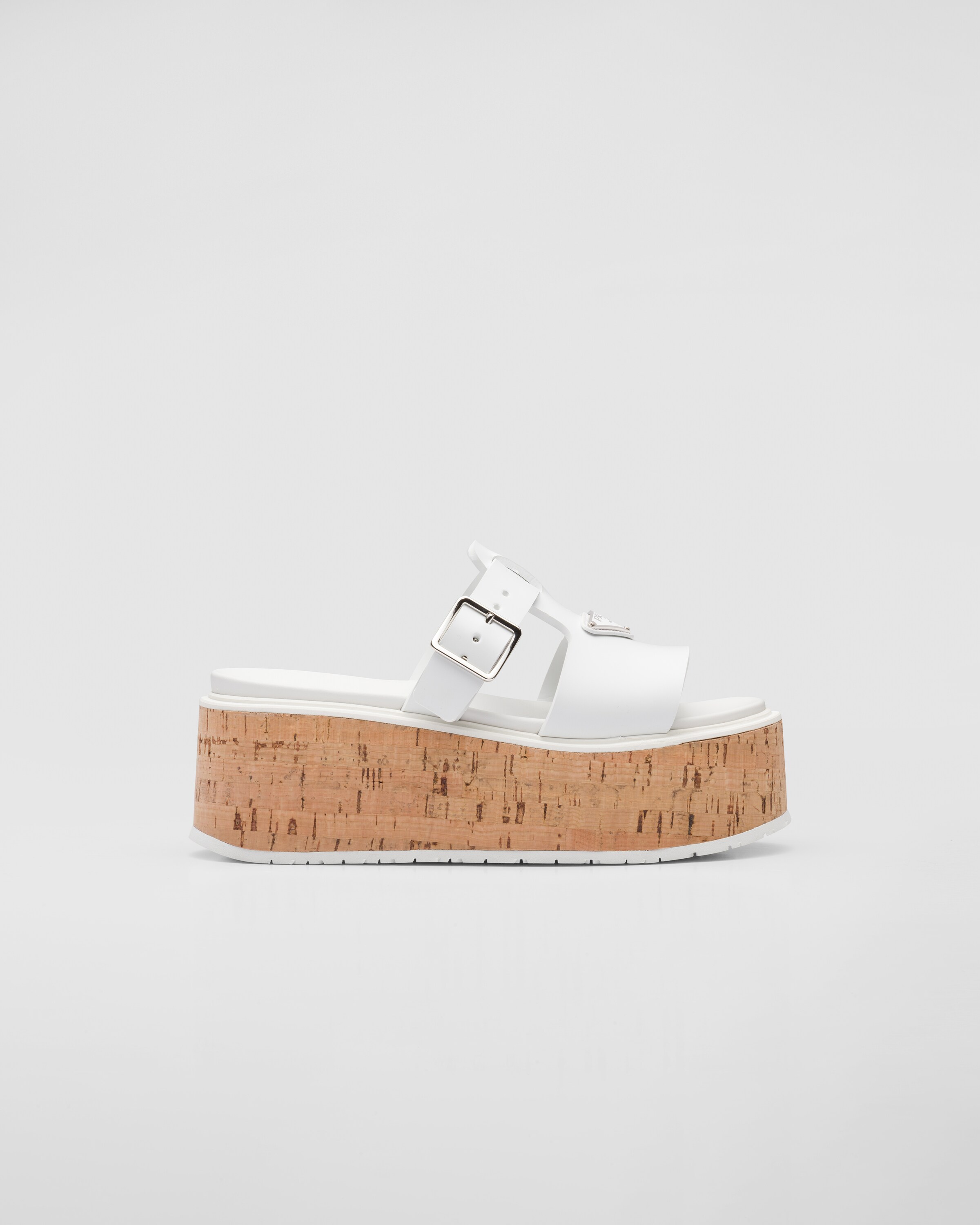 White Rubber wedge platform sandals Prada