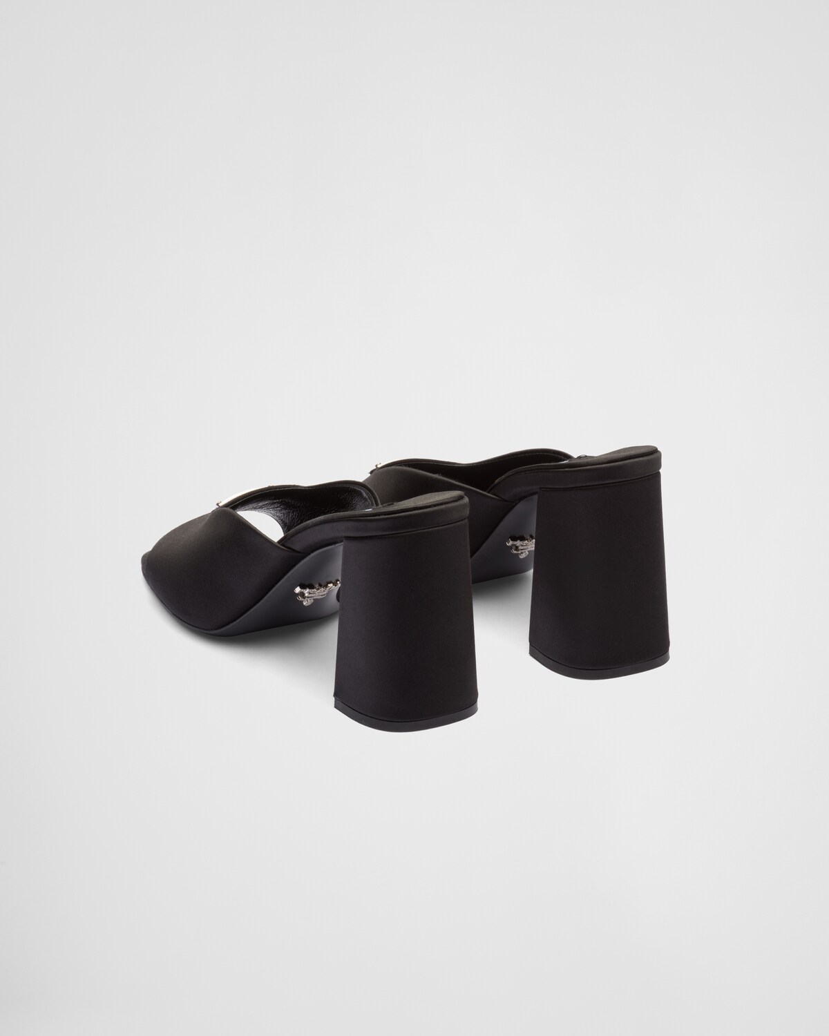 PRA PRINTED SLIDES SLIPPERS BLACK SATIN