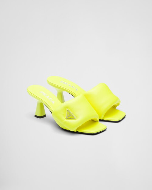 Yellow Fluo Soft padded nappa sandals | Prada