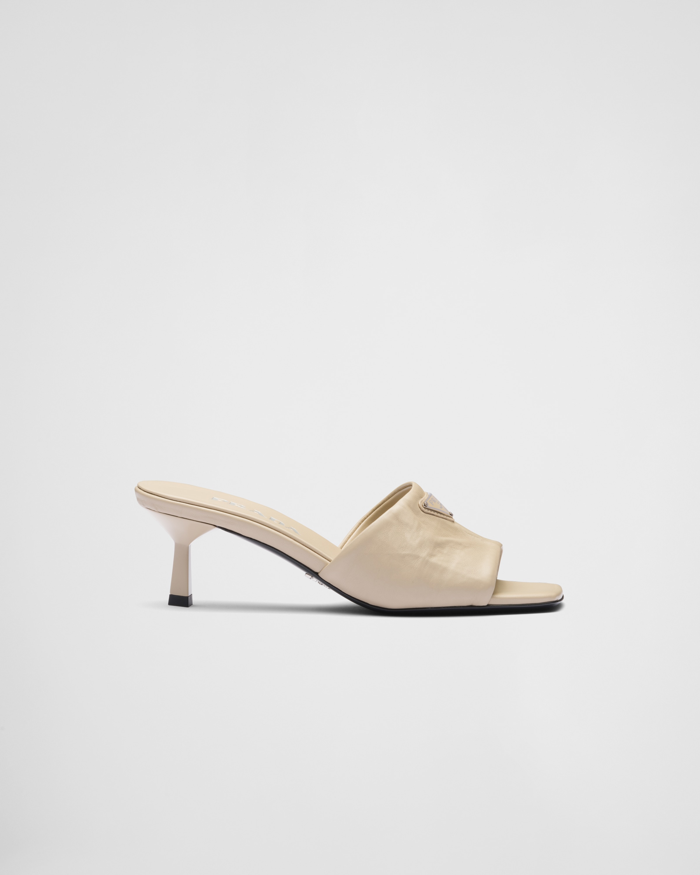 Desert Beige Antiqued nappa leather sandals | Prada