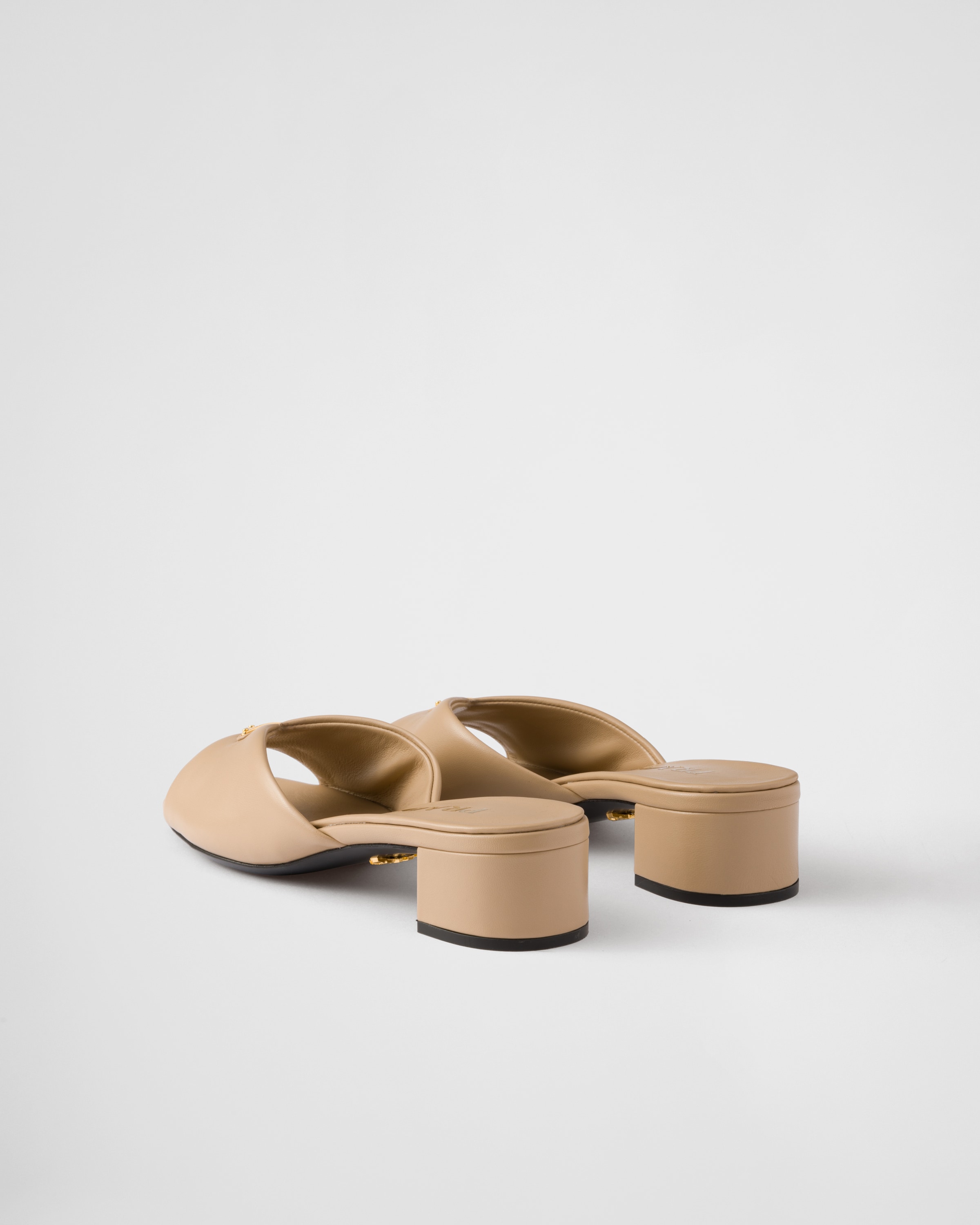 Prada Padded Nappa Leather Sandals In Sand Beige