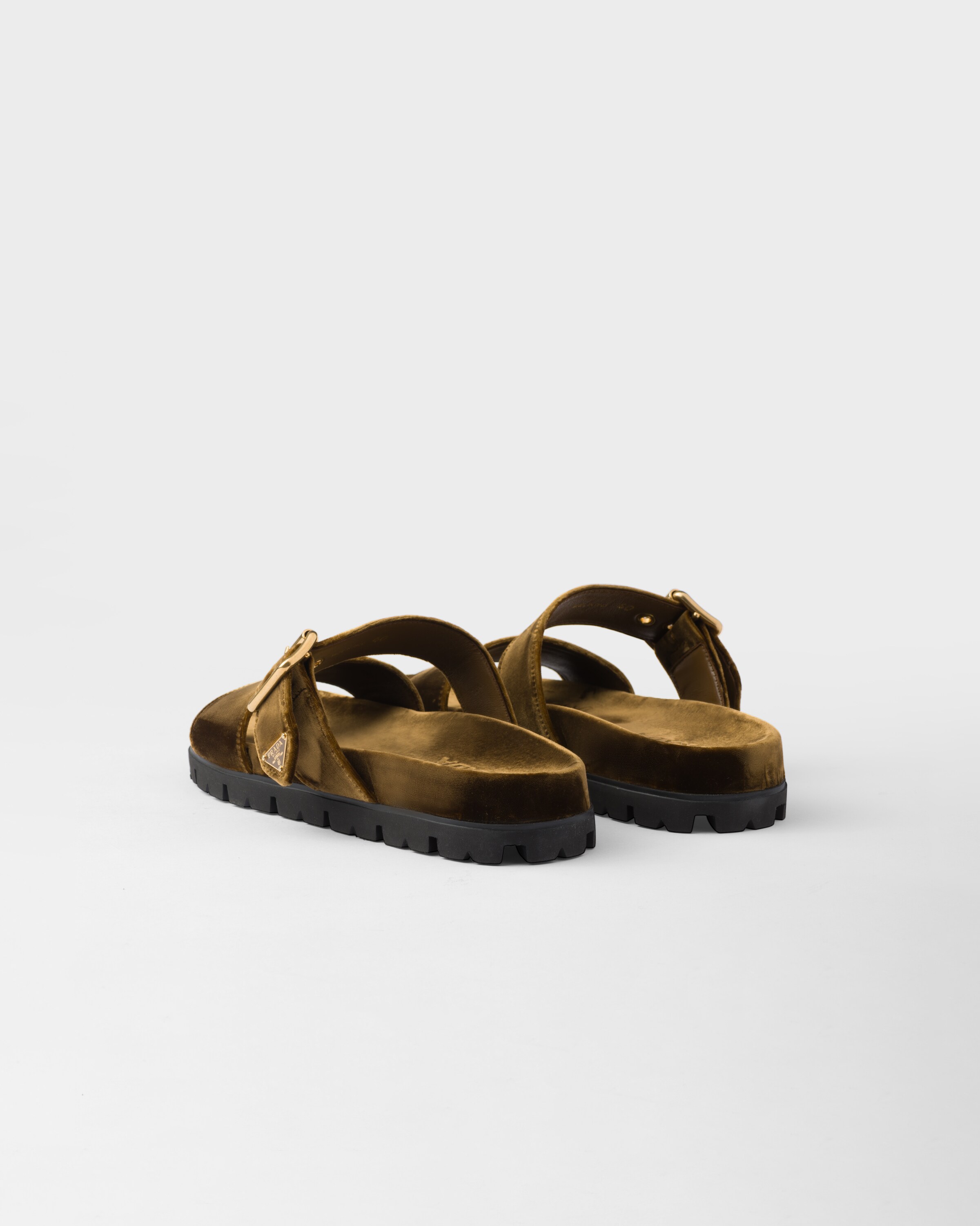 Shop Prada Velvet Slides In Oak