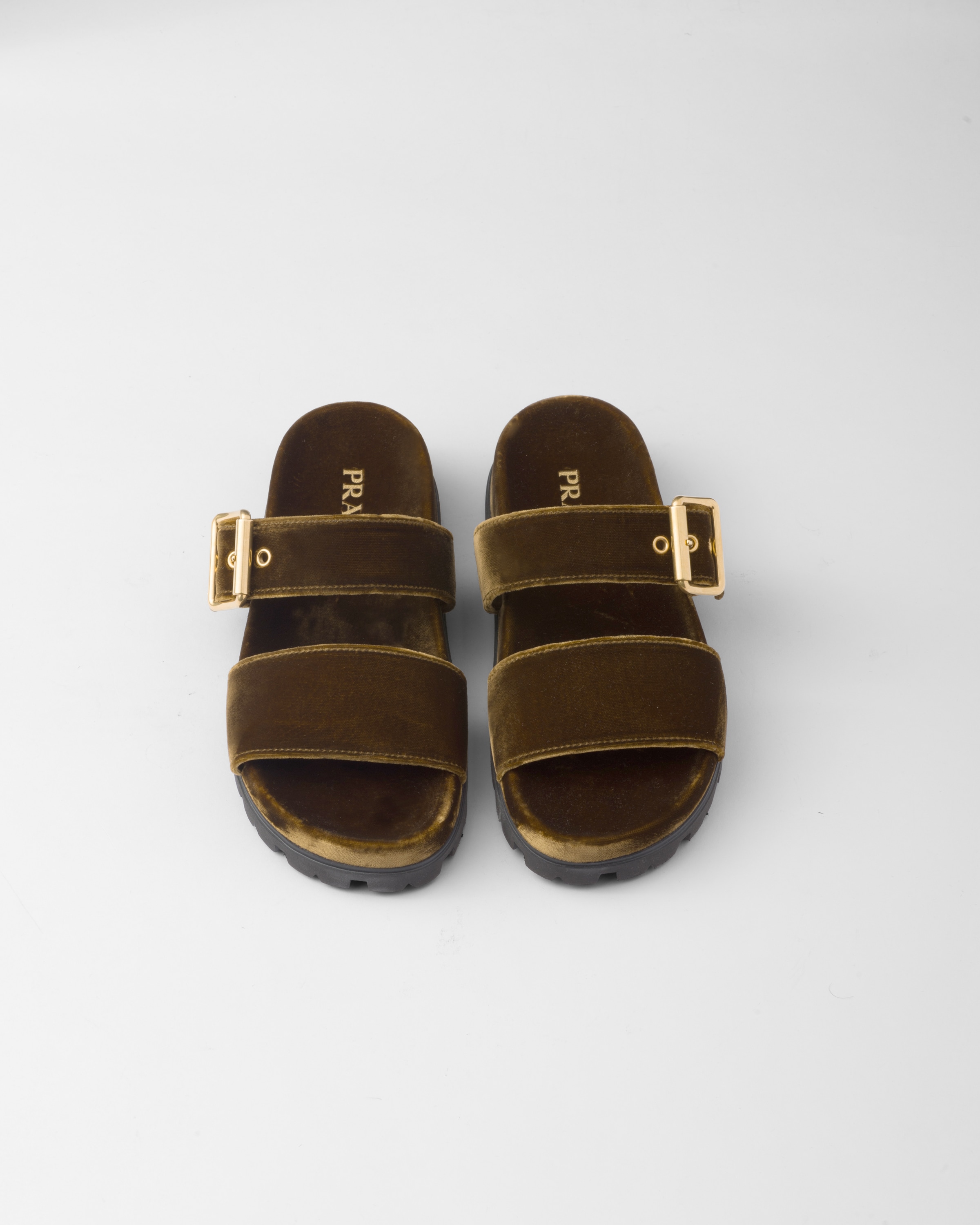 Shop Prada Velvet Slides In Oak