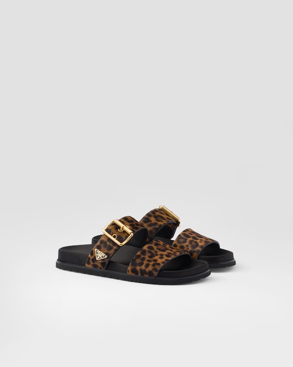 Honey Printed Leather Slides | PRADA