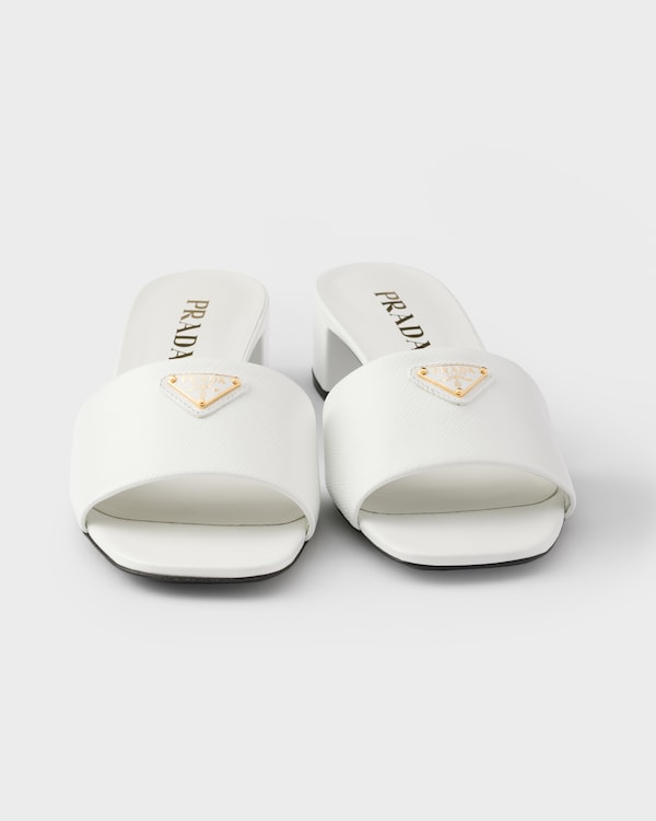 Saffiano patent leather sandals - White Saffiano patent leather sandals - White