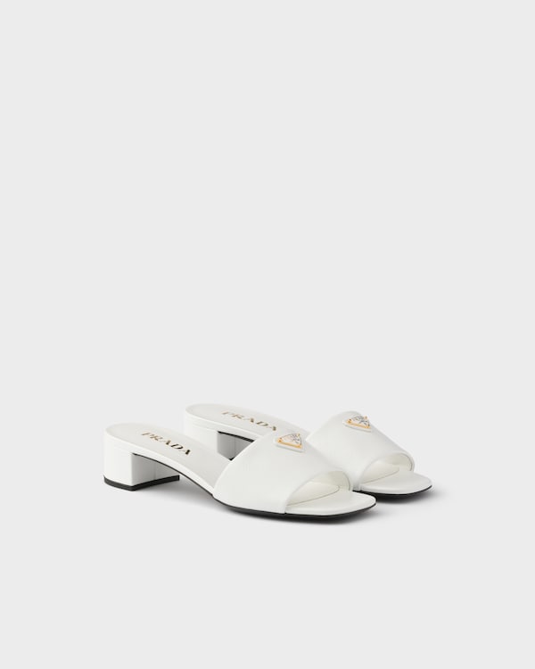 Saffiano patent leather sandals - White Saffiano patent leather sandals - White