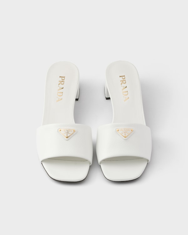 Saffiano patent leather sandals - White Saffiano patent leather sandals - White