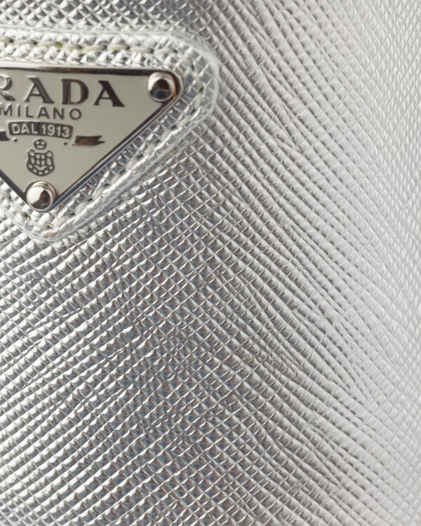 Saffiano patent leather slides - Silver Saffiano patent leather slides - Silver