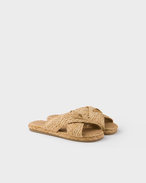 PRADA Raffia crisscross slides ★関税込 Natural Raffia crisscross slides | PRADA