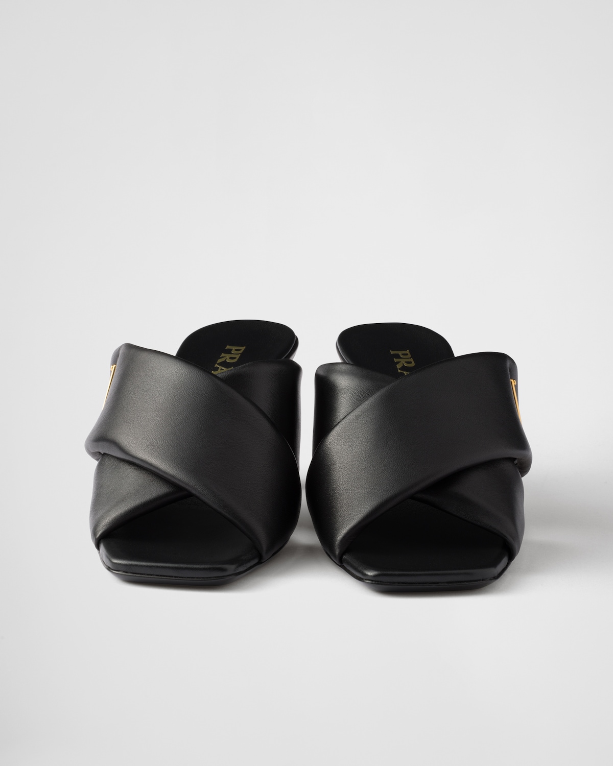 PRA QUILTED NAPPA HEELED SANDALS BLACK LAMBSKIN