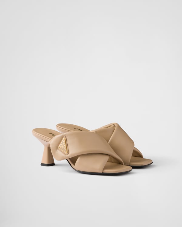 White Padded nappa leather slides | PRADA White Padded nappa leather slides | PRADA
