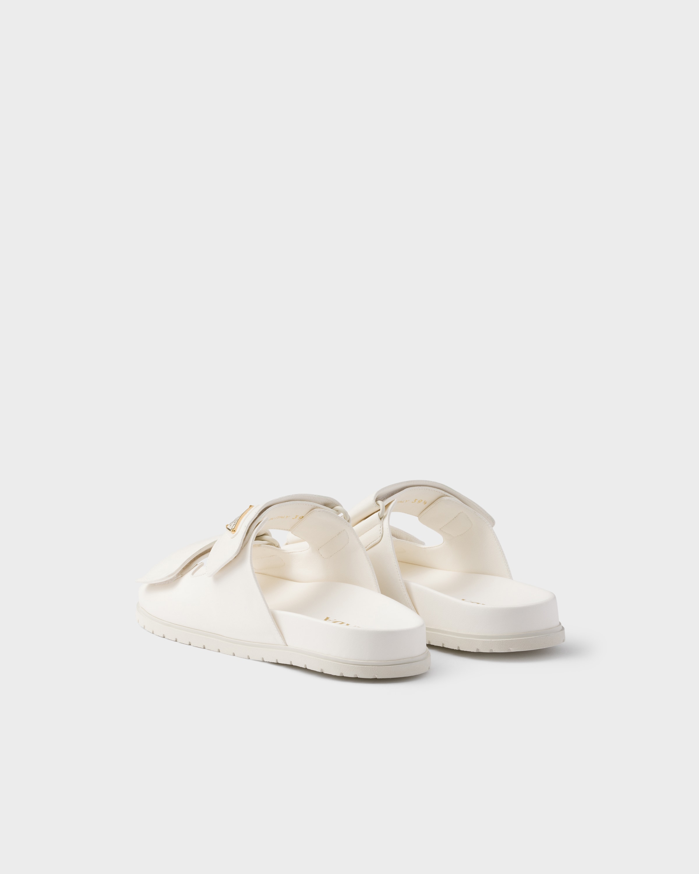 Ivory Nappa Leather Slides | PRADA