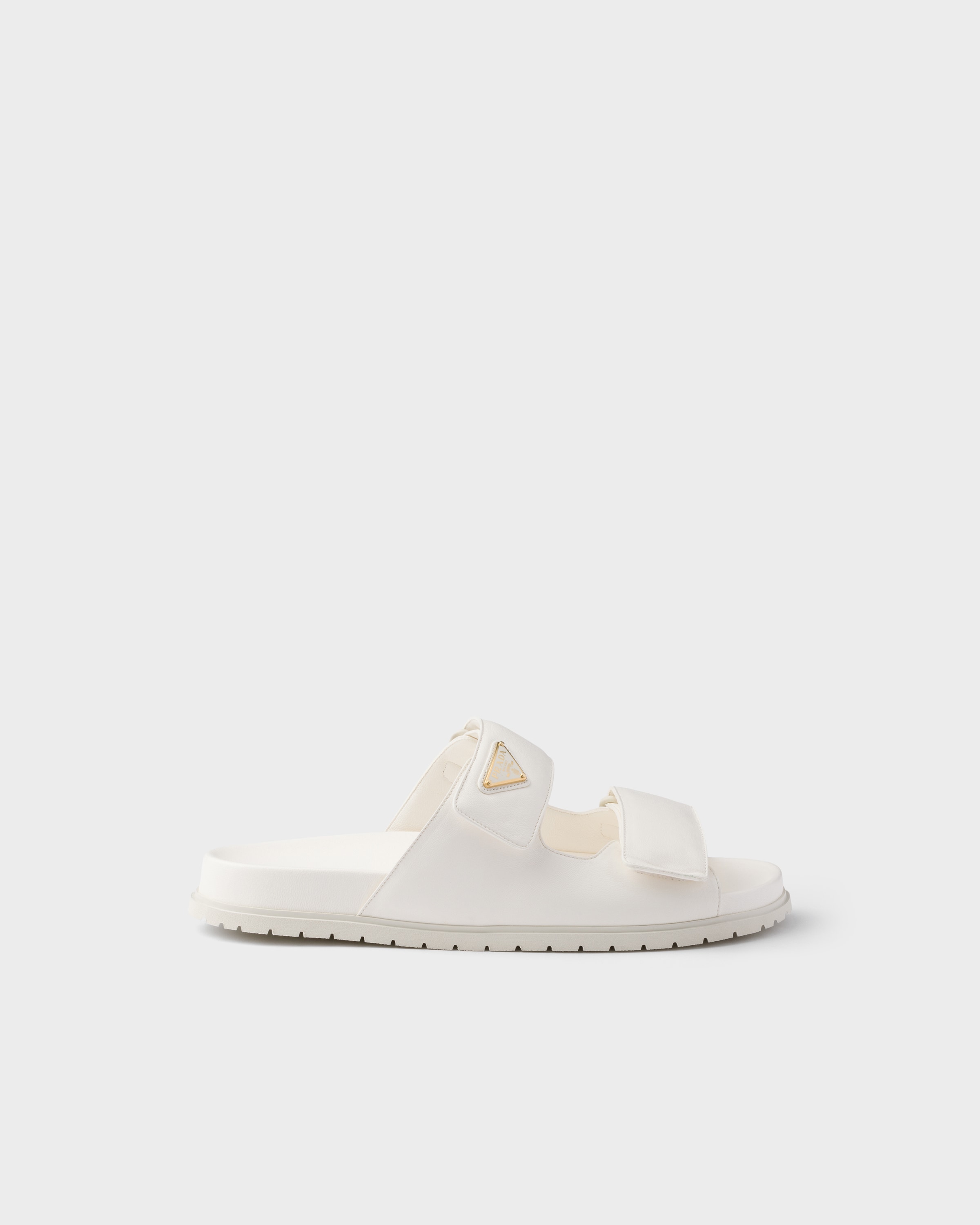 Ivory Nappa Leather Slides | PRADA