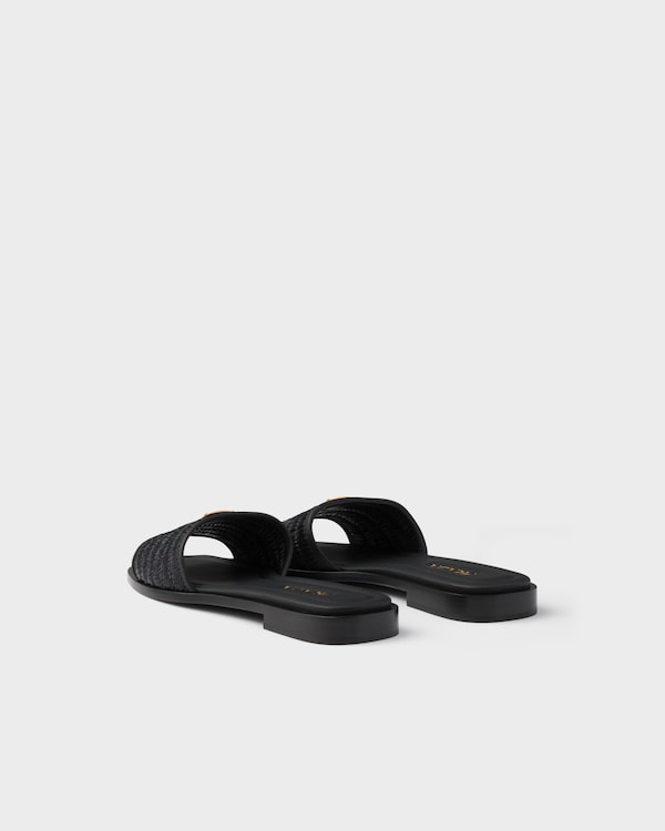 Leather slides with crochet details  Leather slides with crochet details