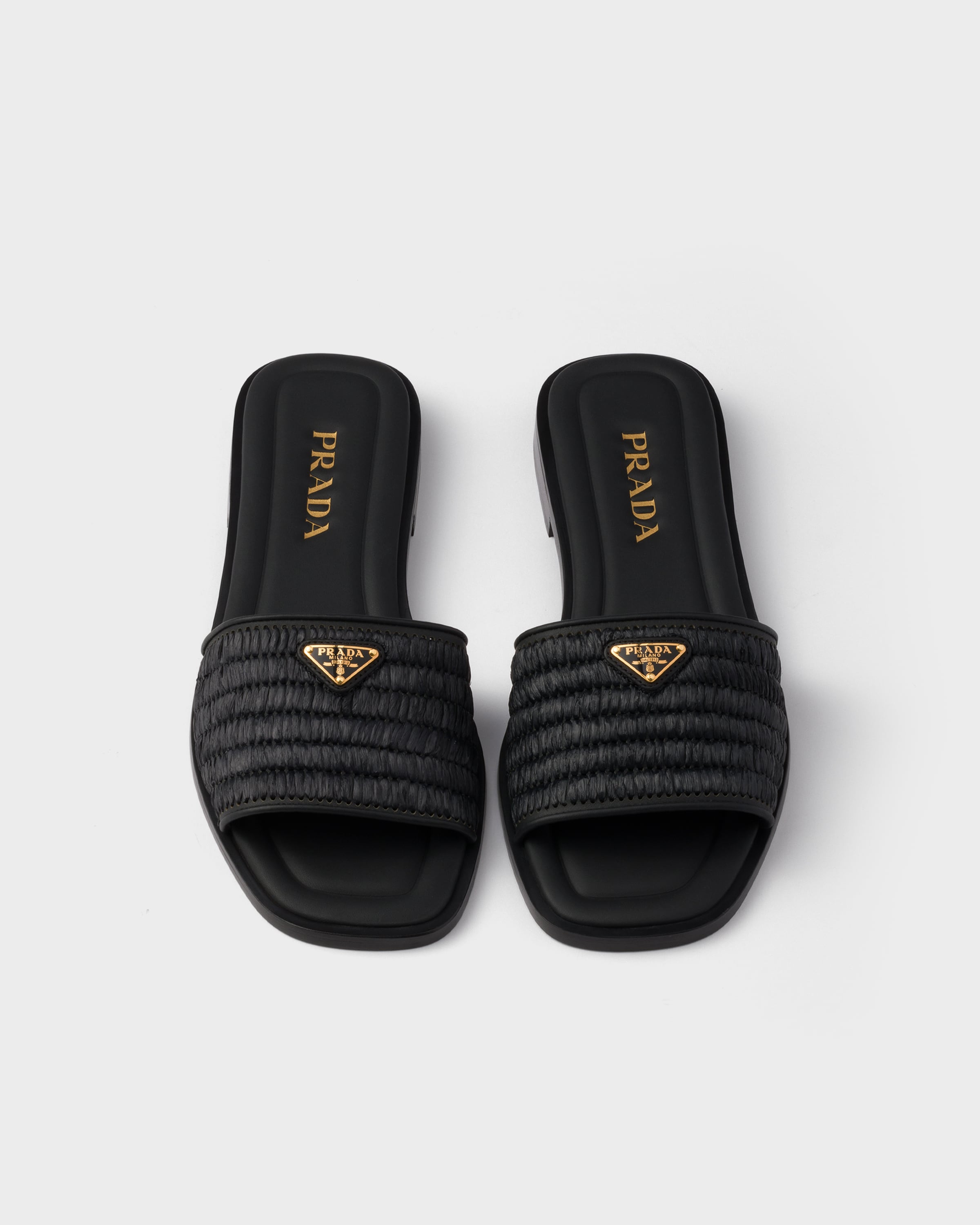 サンダル・ミュール Prada Leather And Crochet Slip-On Natural Crochet slip-on shoes | PRADA