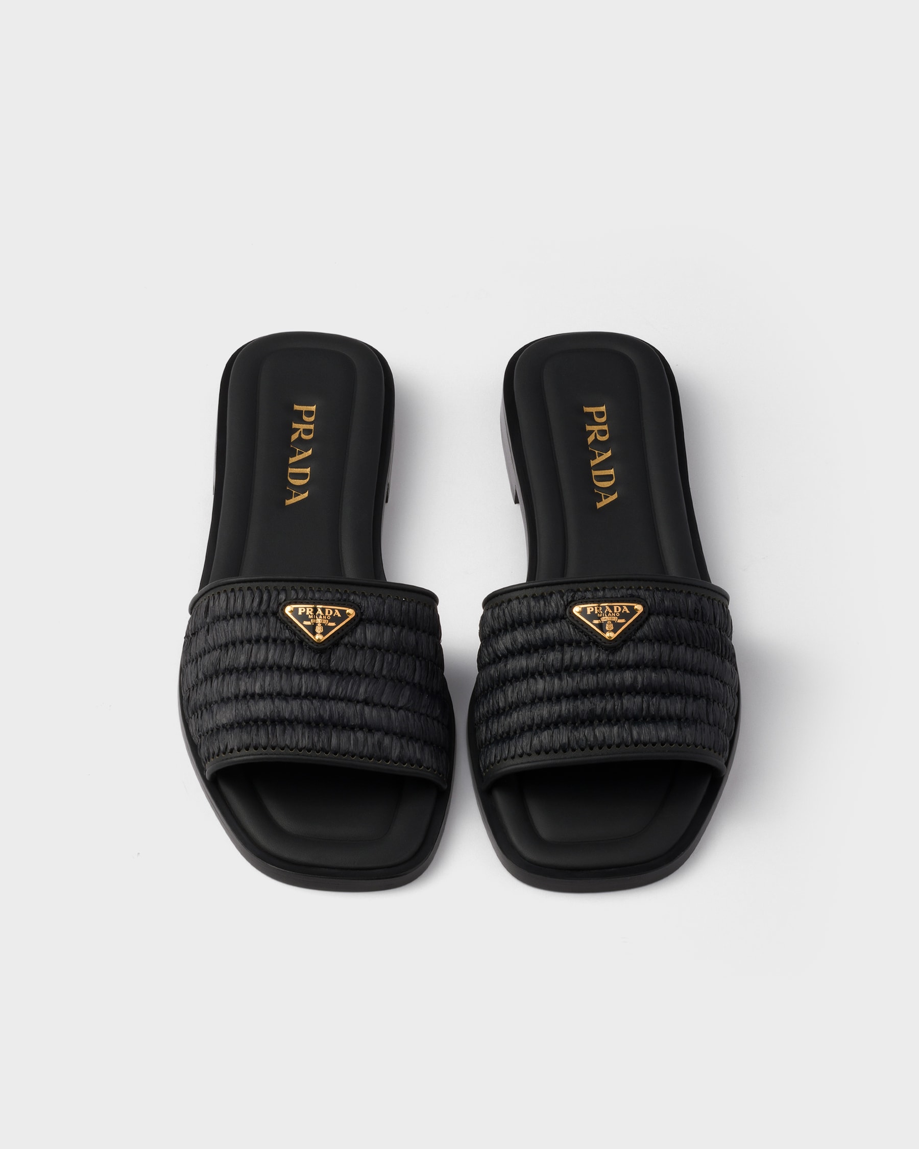 PRA BRUSHED LEATHER HEELED SLIDES BLACK