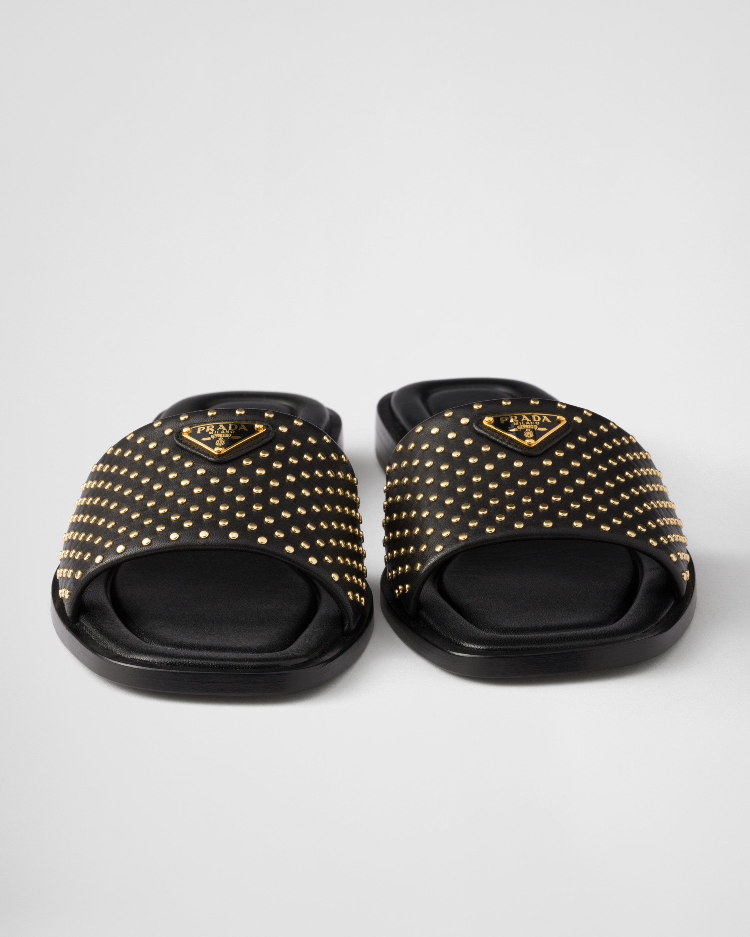 Black Nappa leather slides with studs | PRADA