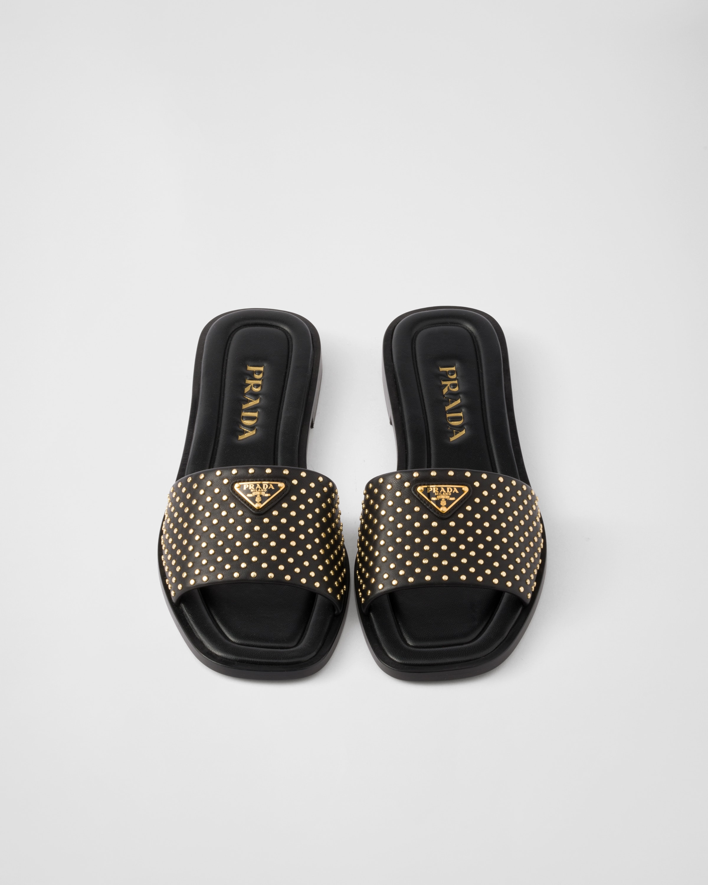 Black Nappa leather slides with studs | PRADA