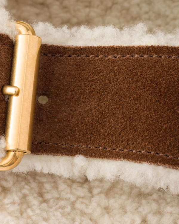 Mules en veau velours et shearling - Marron Cacao Mules en veau velours et shearling - Marron Cacao