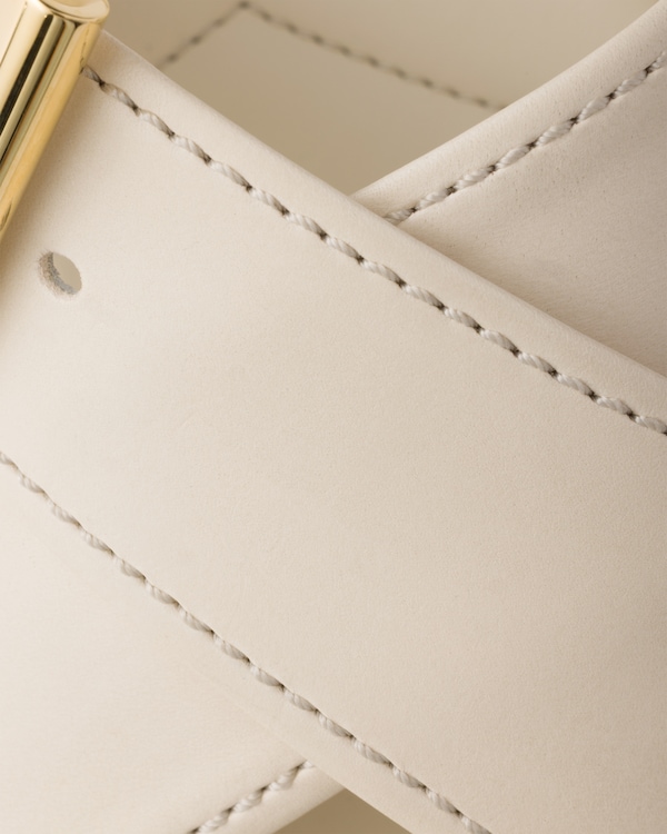 Leather crisscross slides with buckle - Chalk White Leather crisscross slides with buckle - Chalk White