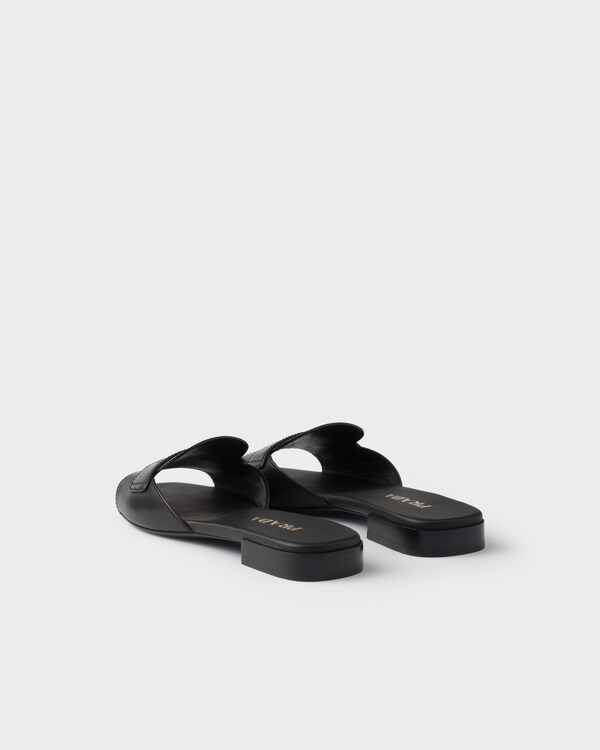 Leather slides - Black Leather slides - Black