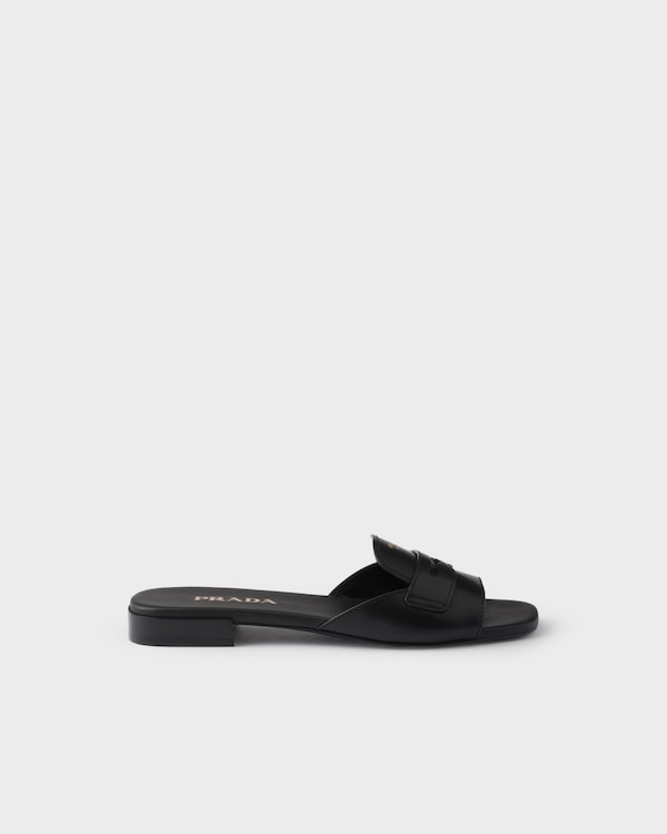 Leather slides - Black Leather slides - Black
