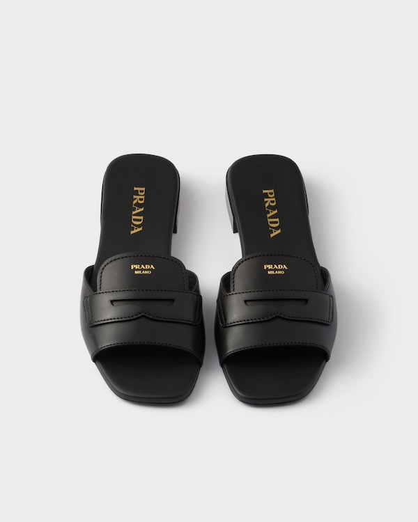 Leather slides - Black Leather slides - Black