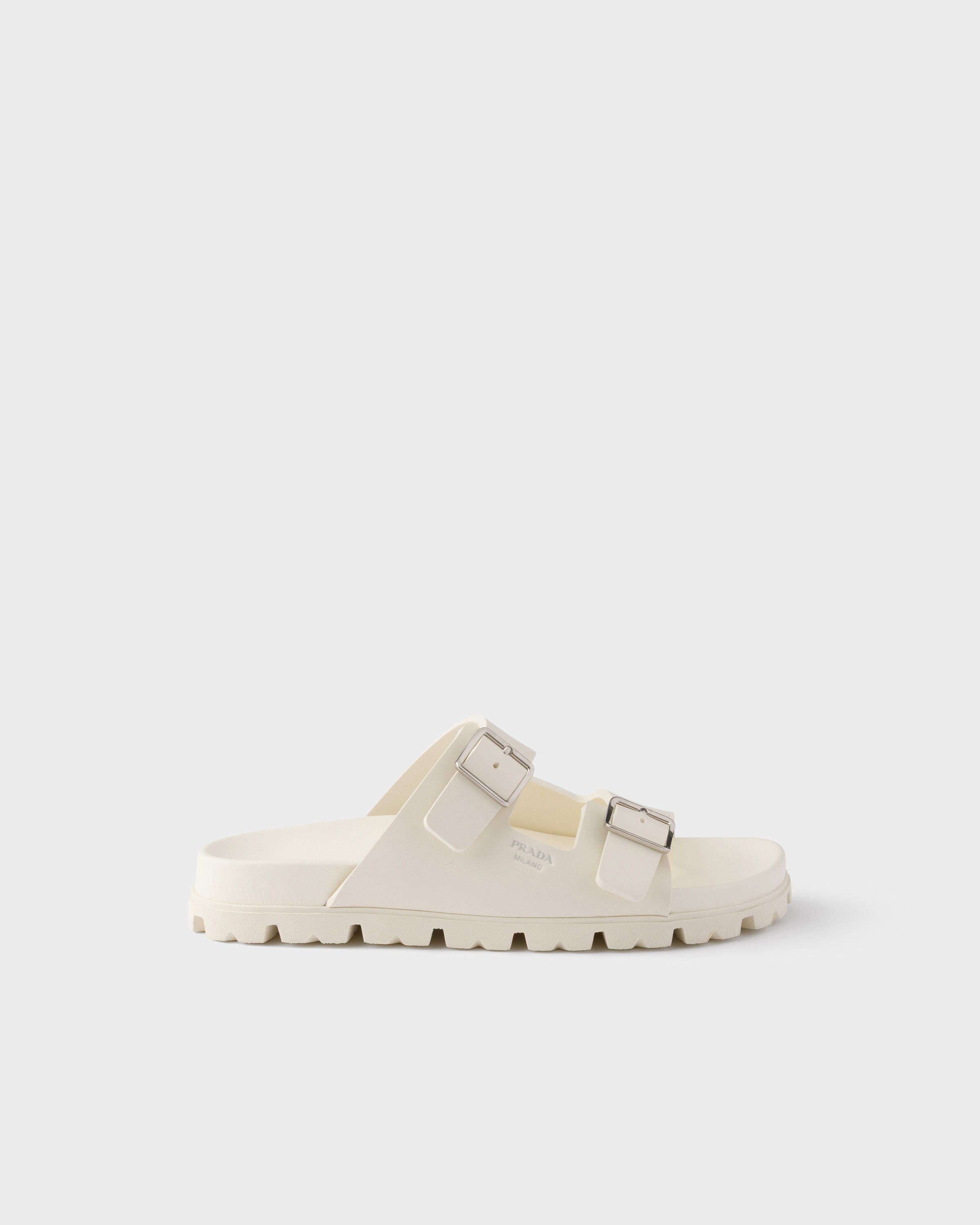 Prada Rubber Slides, Woman, Ivory, Size 39