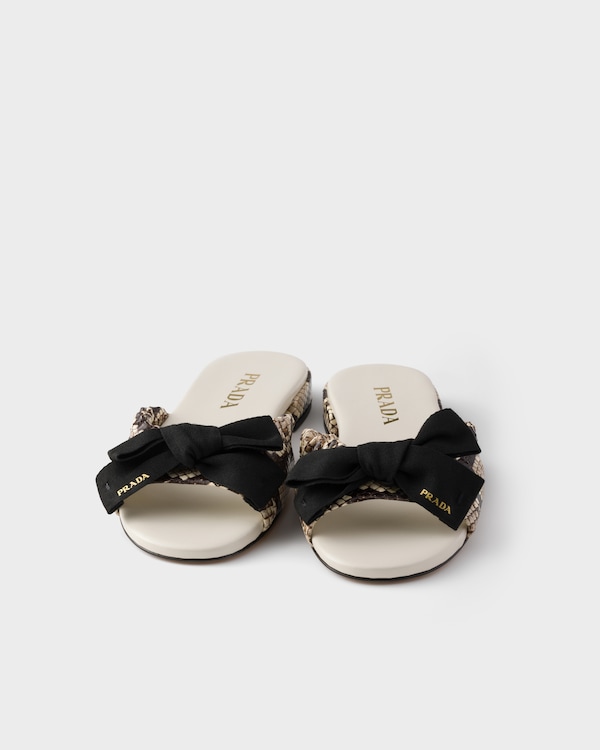 Python-print Ayers leather slides - Rock Gray Python-print Ayers leather slides - Rock Gray