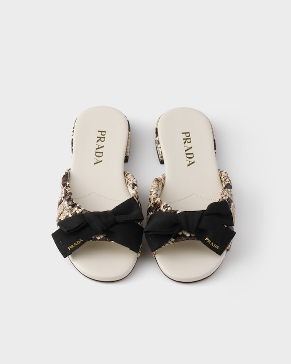 Python-print Ayers leather slides - Rock Gray Python-print Ayers leather slides - Rock Gray